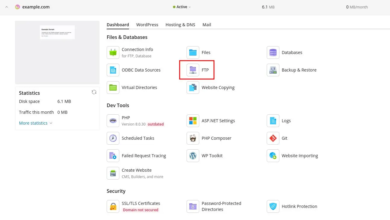 Click on ftp Click on ftp